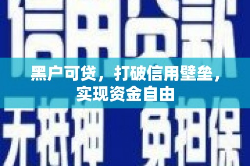 大埔黑户可贷，打破信用壁垒，实现资金自由