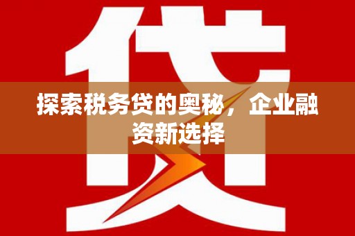 大埔探索税务贷的奥秘，企业融资新选择