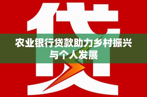 大埔农业银行贷款助力乡村振兴与个人发展