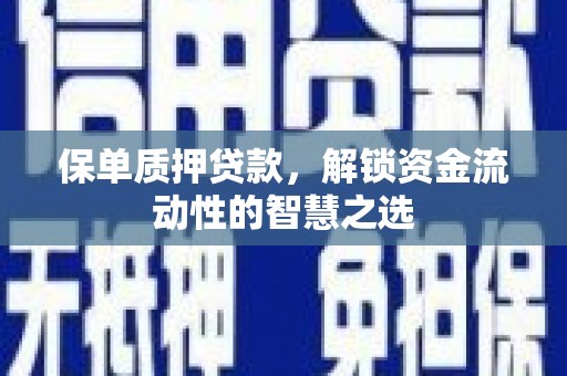 大埔保单质押贷款，解锁资金流动性的智慧之选